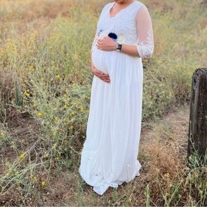 White Maxi Lace Top // Bridal Shower / Wedding / Maternity Photos / Baby Shower